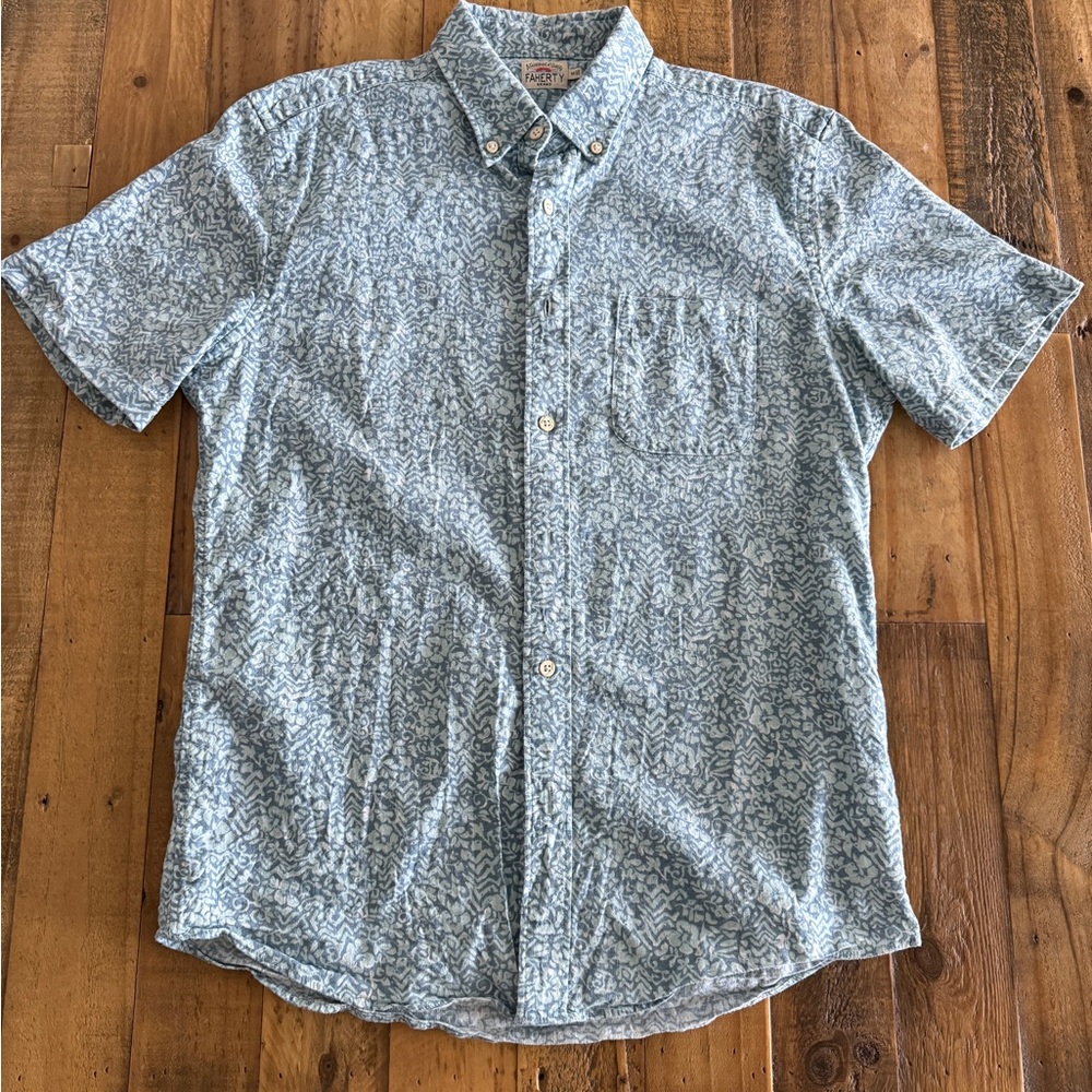 Faherty Light Blue Patterned Casual Shirt